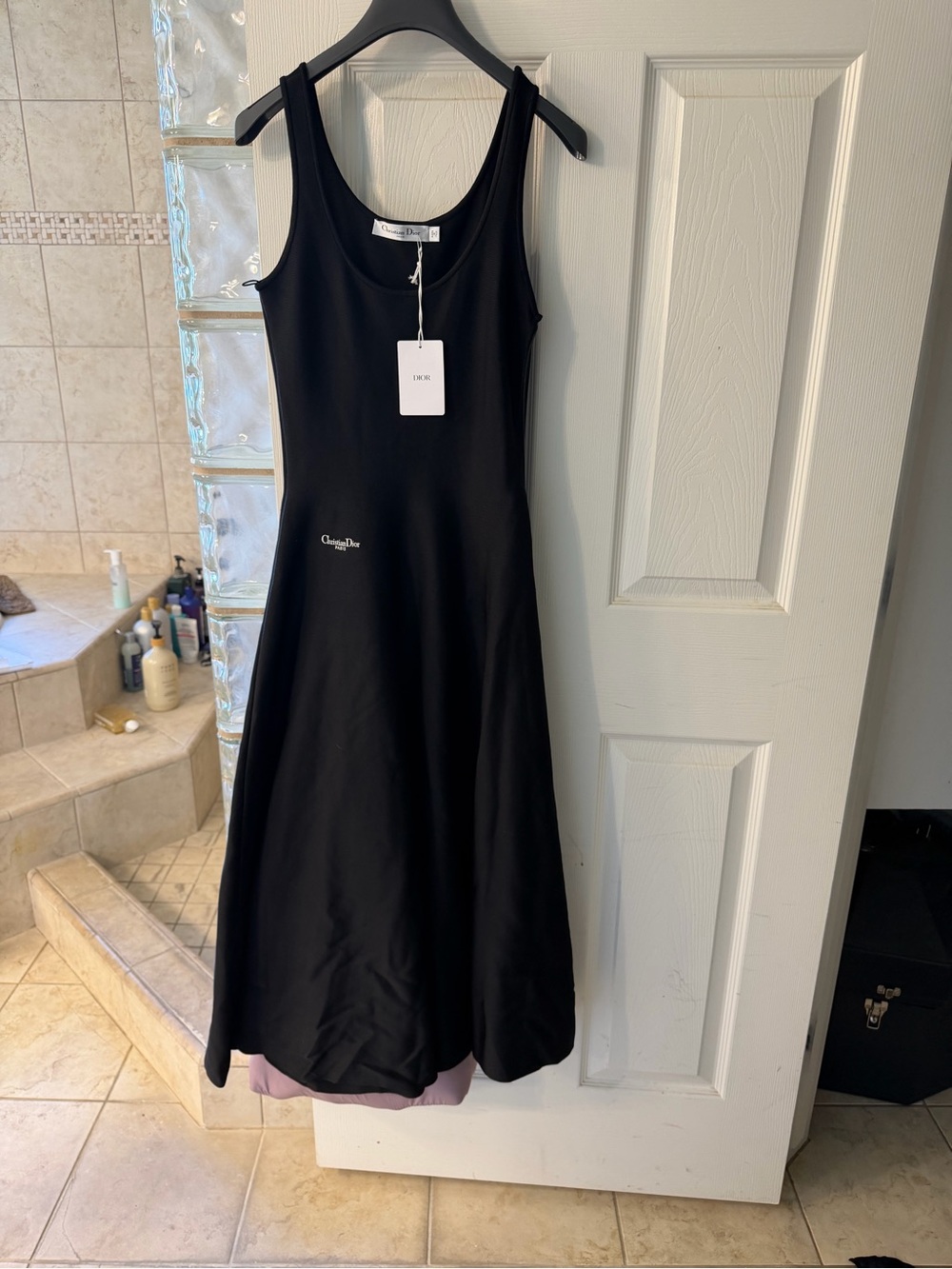 Dior Black Sleeveless Scoop-Neck Midi Dress